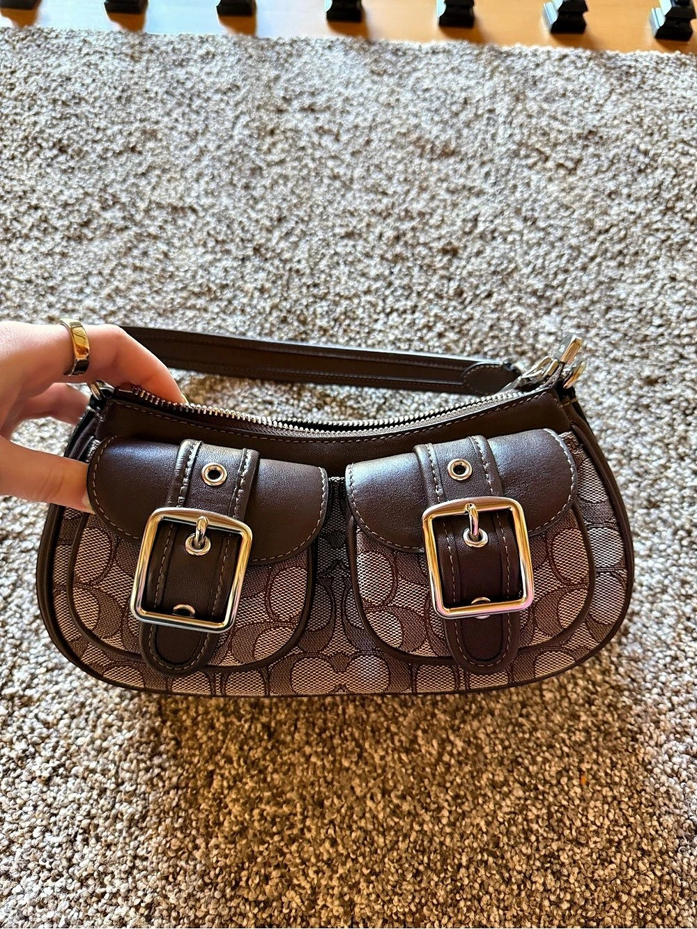 RARE hard to find AUTHENTIC Coach Ashton bag in brown signature jacquard with RA
